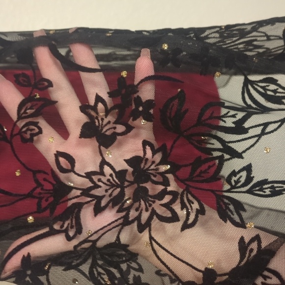 K studio collection vintage red sleeveless floral black lace midi dress - Picture 8 of 13